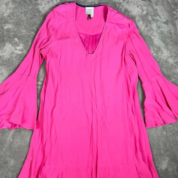 Anthropologie Dress Womens 4 HD In Paris Bell Sleeve Barbie Pink Feminine Mini - Picture 5 of 9